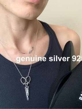 Brand New genuine silver 925 chain scissor pendant